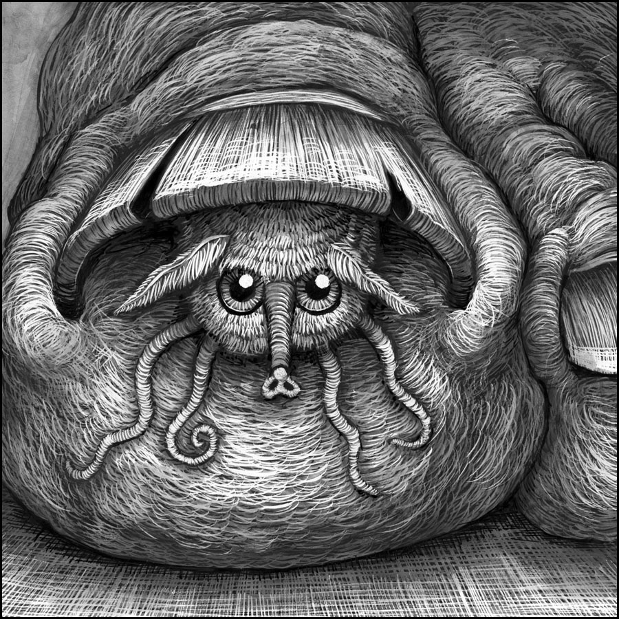Panel from the Infinite Corpse project. Uniball ink on Claybord. More at: http://corpsey.trubble.club/