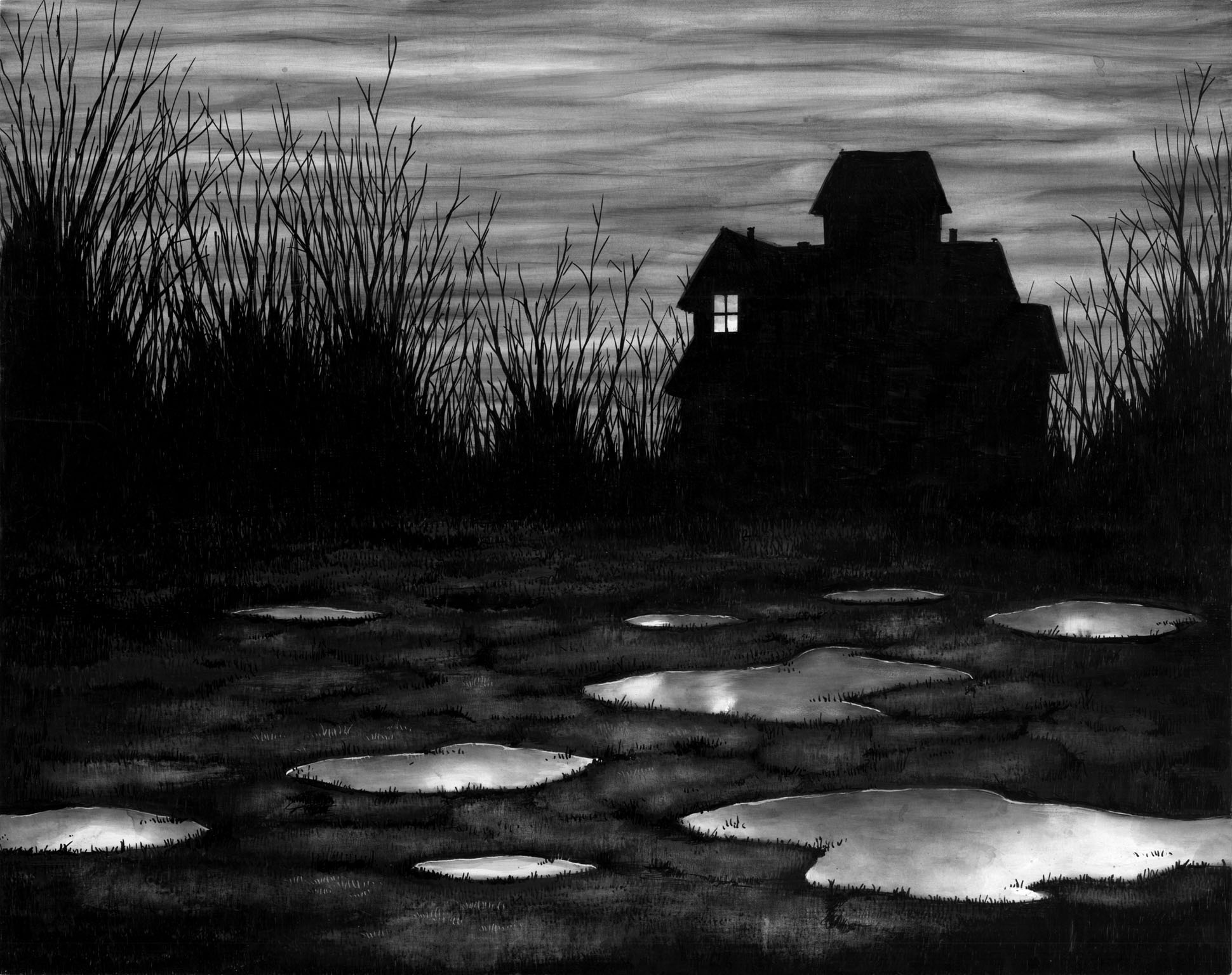 Illustration from Ghosts and Ruins. Uniball ink on Claybord.