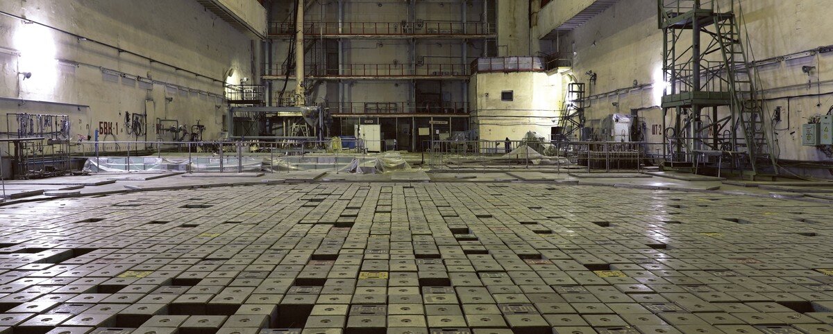 Reactor Hall 3, Chernobyl Nuclear Power Plant. Each “tile” is the lid of a single fuel rod container.