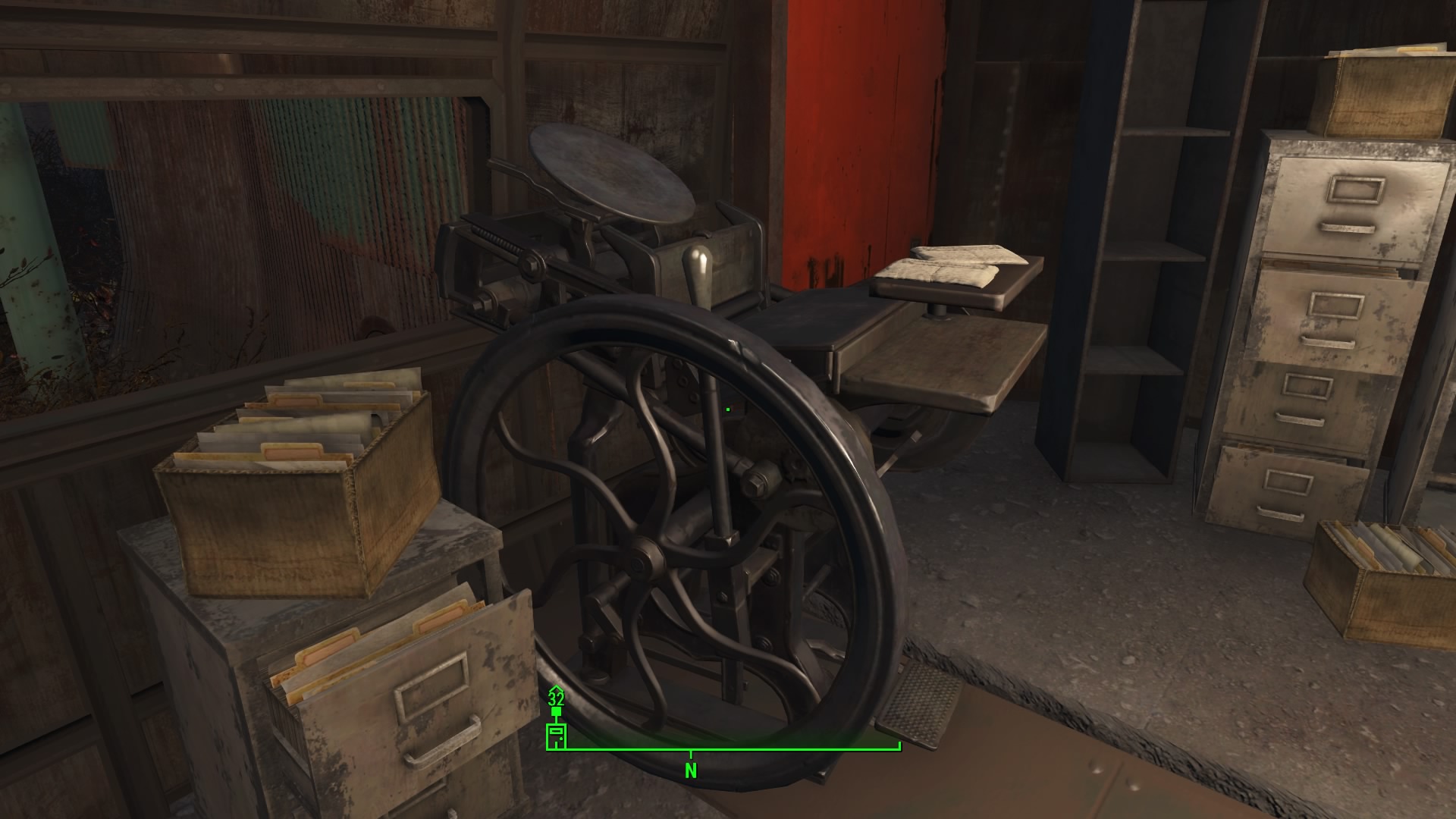 The platen press at Publick Occurrences in Diamond City.