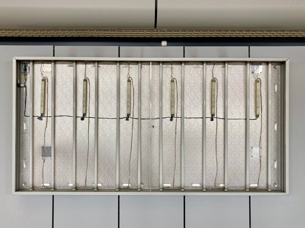 Phantom wiring is all that remains of many of the airport’s former wayfinding signs.