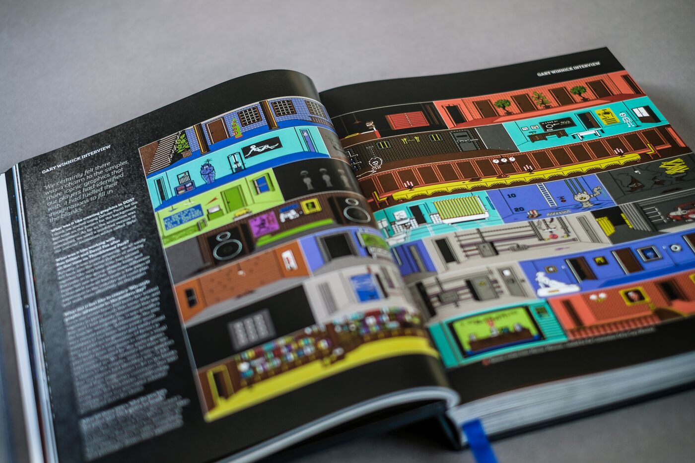 A spread illustrating the various rooms of Maniac Mansion